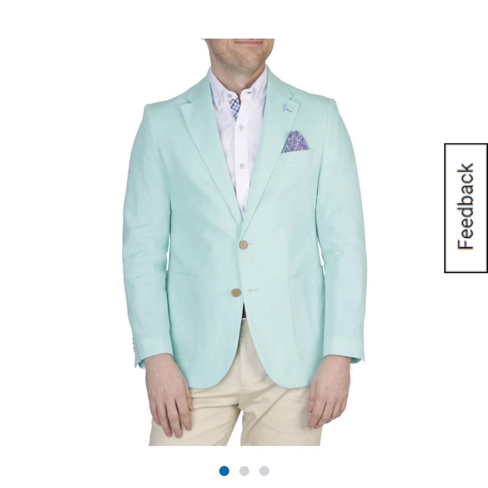 NWT Tailorbyrd Modern Fit 2 Button Linen Blend Sportcoat in Sea-foam  Size 38R